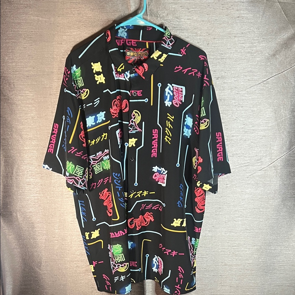 Fresh Prints of TOKYO Salvage Multicolor Graphic Black Shirt SIZE 3X